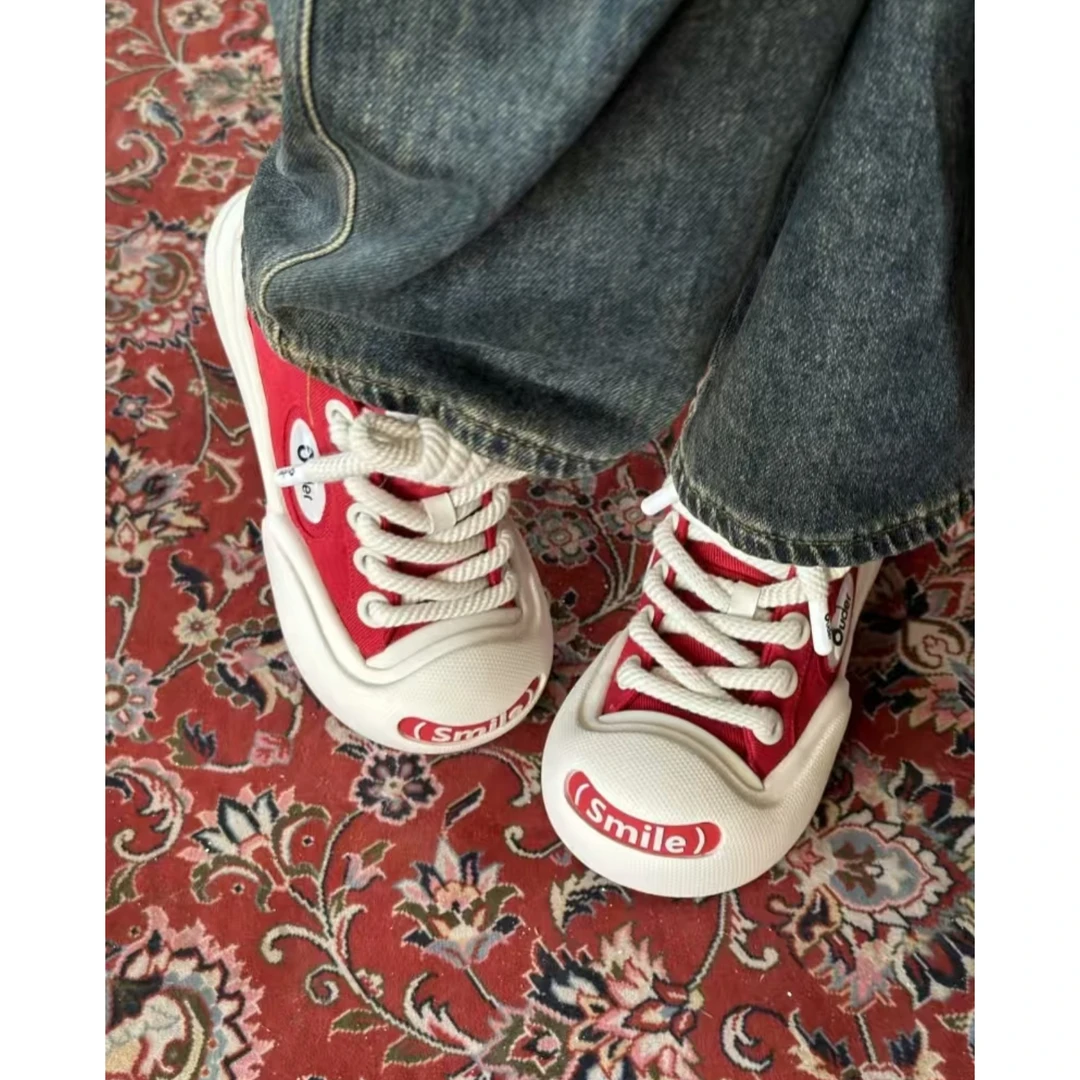 OU家丑萌帆布大头增高透气情侣帆布鞋学生经典百搭