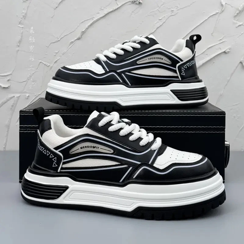 高级感厚底小白鞋2025新款秋季超火内增高板鞋白色运动休闲男鞋子