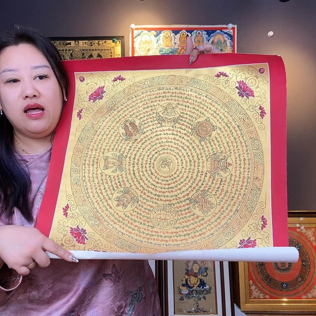 装裱画尼泊尔手绘唐卡画芯