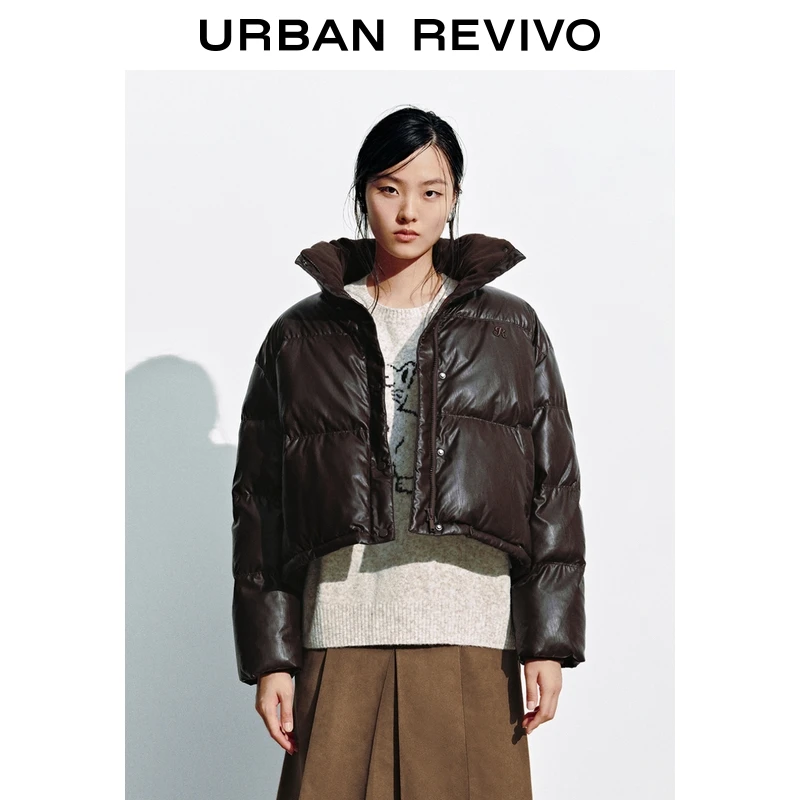 UR2025冬季新款女装休闲琥珀流光风立领宽松棉服UYL150081