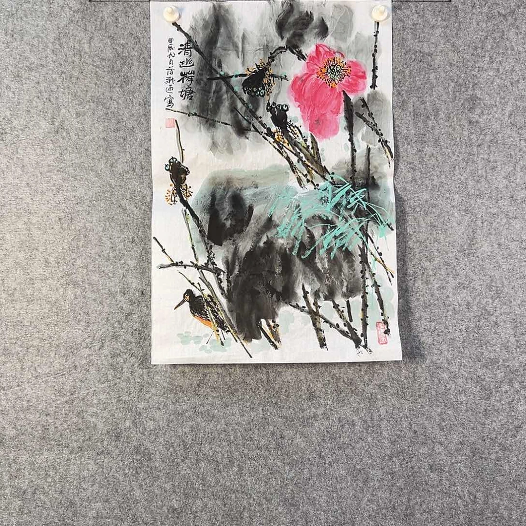 国画351 牡丹之花之叶的颜色与花色