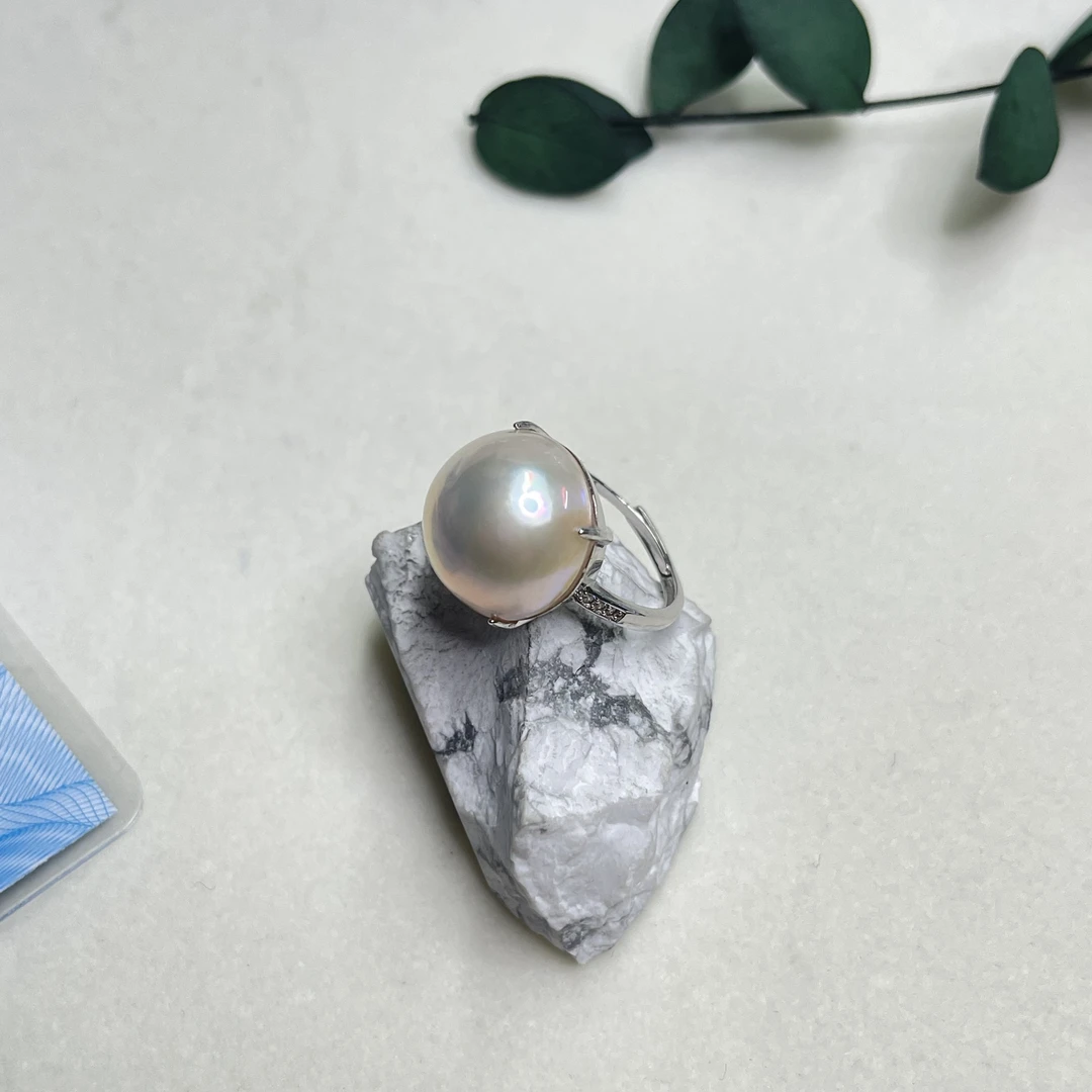 全新未使用  【六六中古】孤品优雅感s925马贝珠开口戒指aj4262