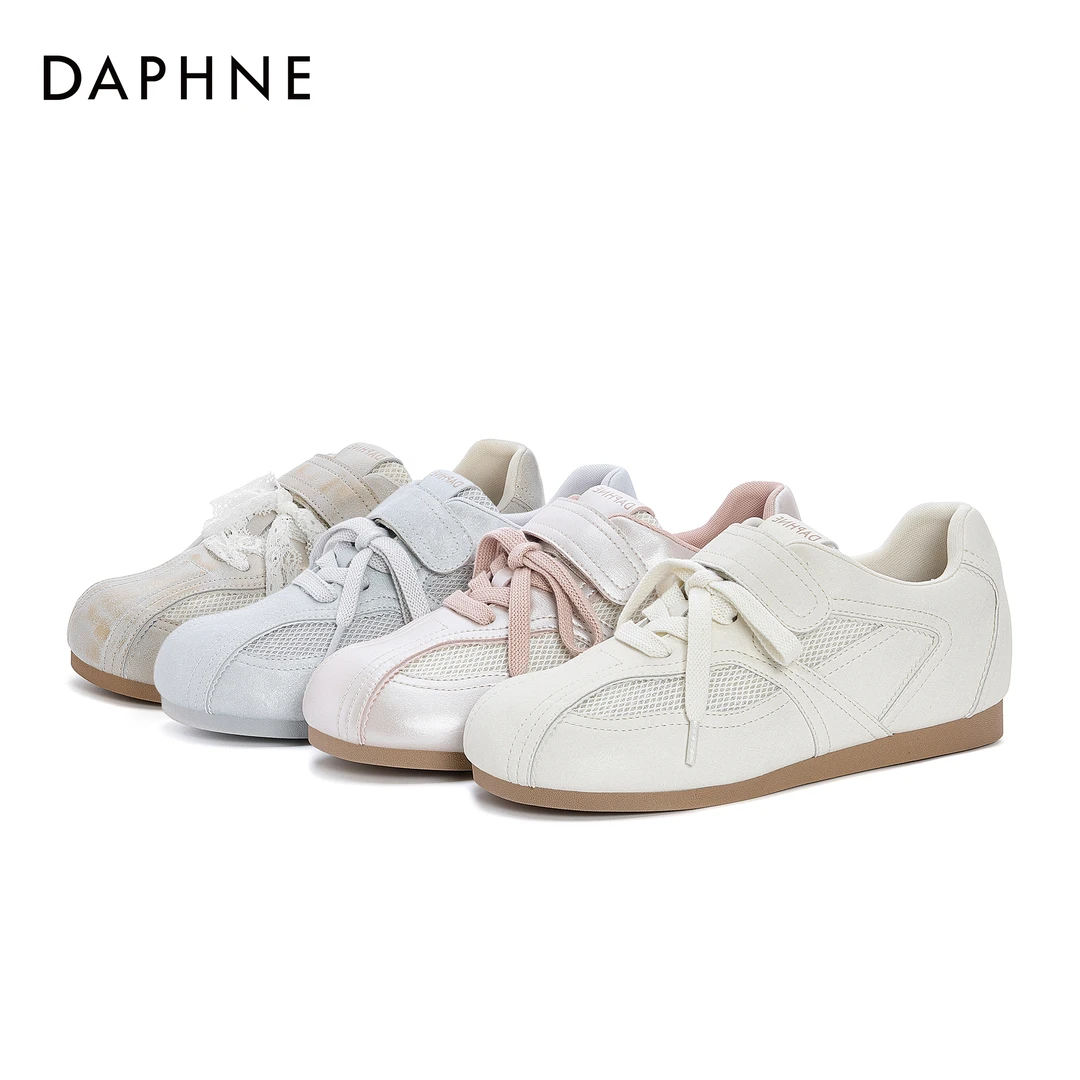 达芙妮春日上新学院风小众休闲女鞋百搭双色系带韩系通勤德训鞋子