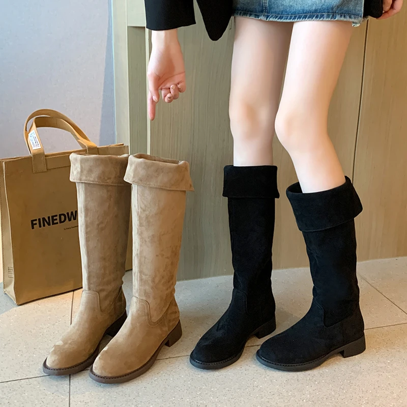 【诺一家加宽加肥大码女鞋】粗腿大筒围长靴胖mm高筒靴秋冬堆堆靴女