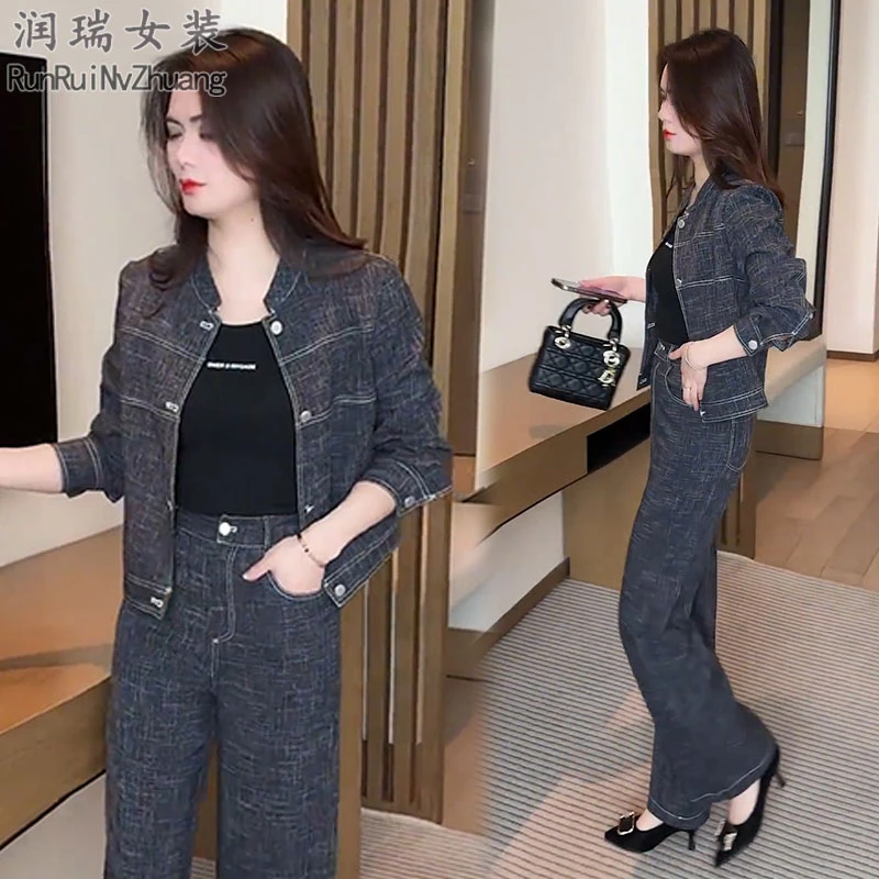 网红西装休闲时尚套装女2025秋季新款小个子短外套阔腿裤两件套潮