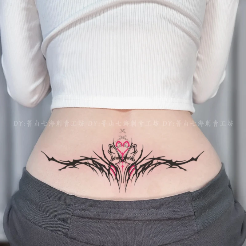 异变少女魅魔彩色纹身贴防水持久ins风个性高级性感后腰腹部私处