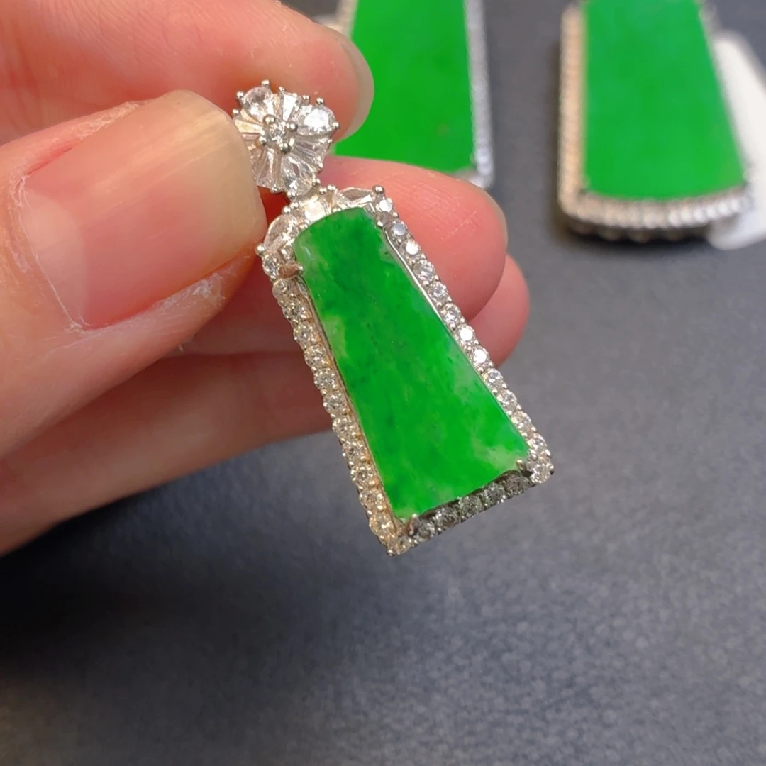 翡翠银S925镶嵌吊坠(不含链)