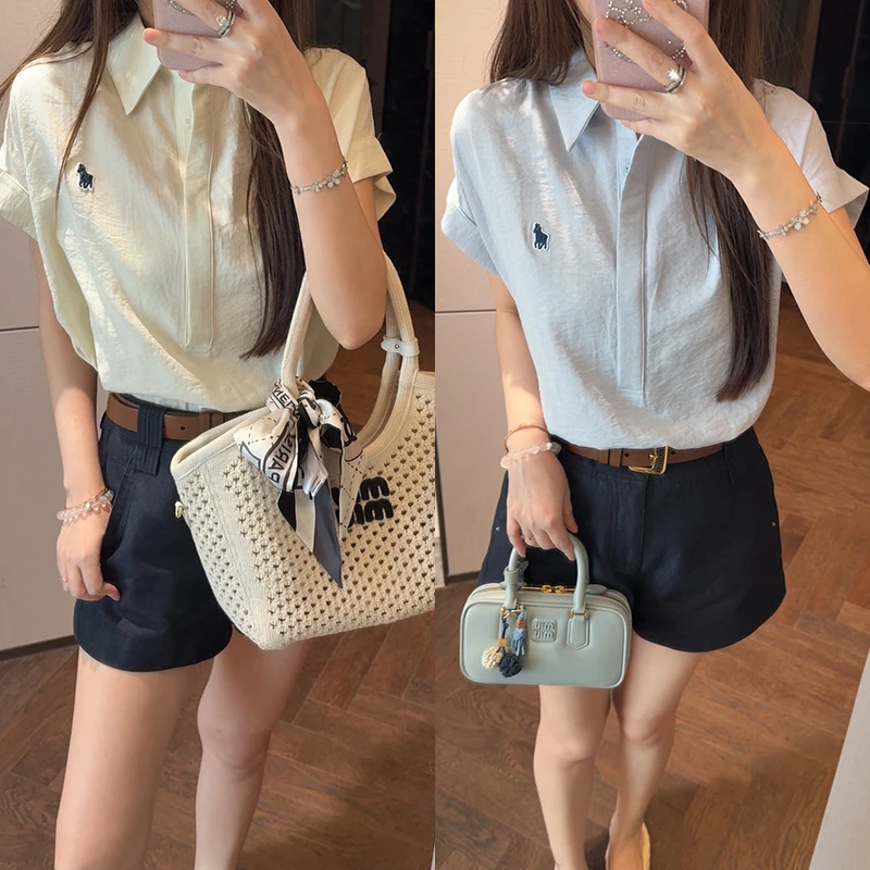 【mimius】七七 休闲气质通勤休闲老钱风翻领衬衫上衣 G06171