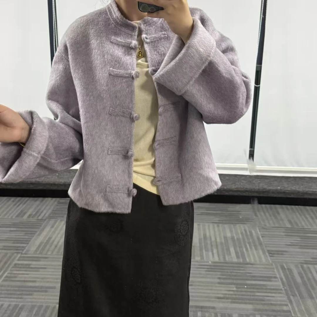 新中式骆驼绒中国风盘扣外套上衣