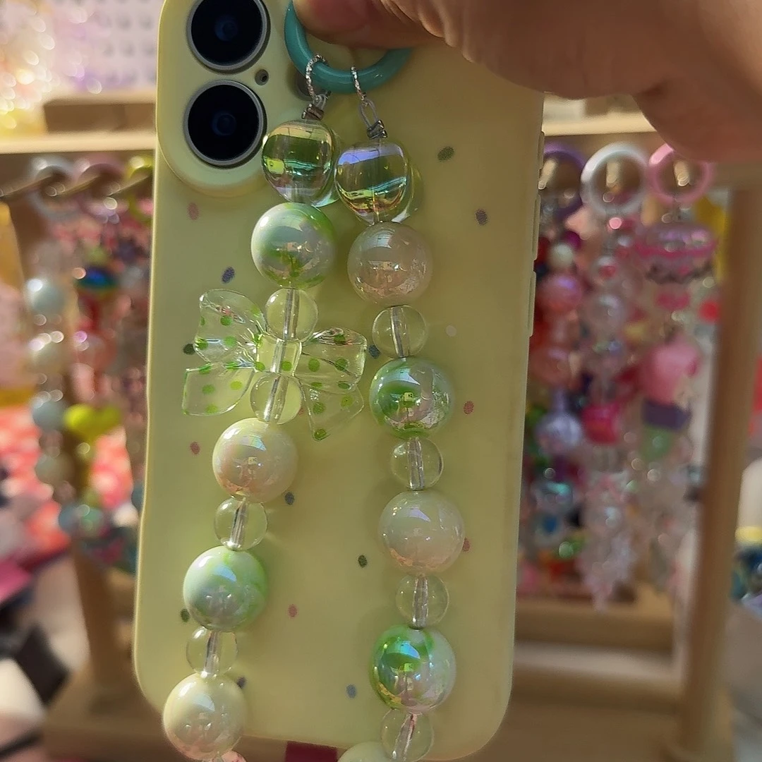 大理石磁石亚克力大珠珠手机链