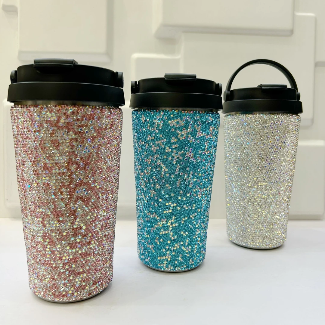 重工轻奢满钻手工镶嵌咖啡杯手提保温杯水杯便携杯礼物网红杯