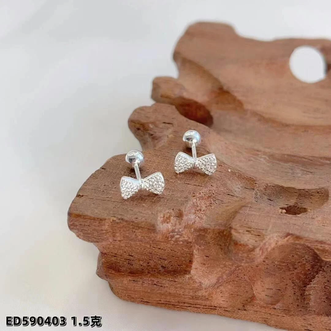足银耳饰 【蝴蝶锆石耳钉】足银拧螺丝耳钉气质精致 E42