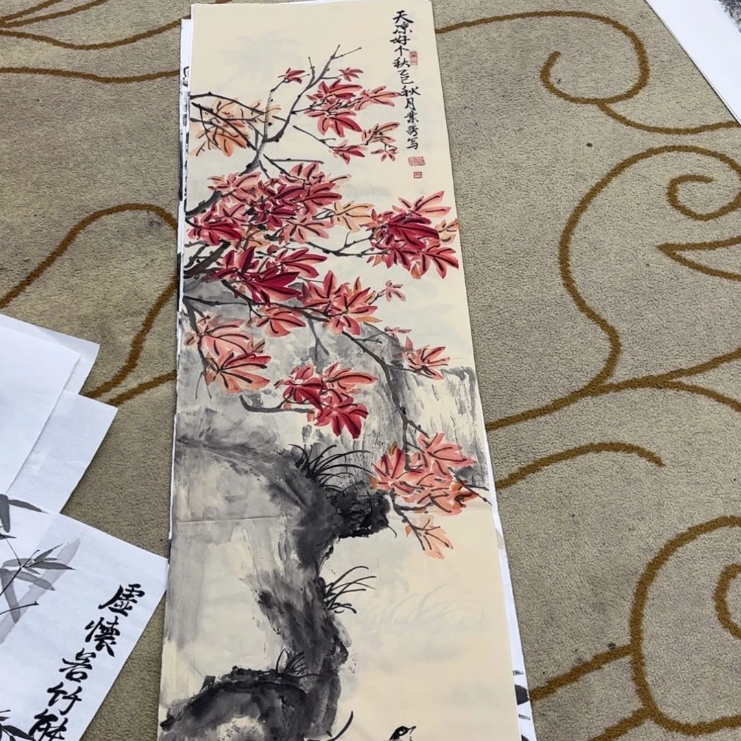 国画张叶秀四尺对开艺