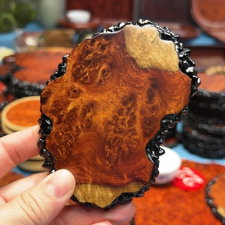 长款缅花榴疤杯垫11×7.5×1cm