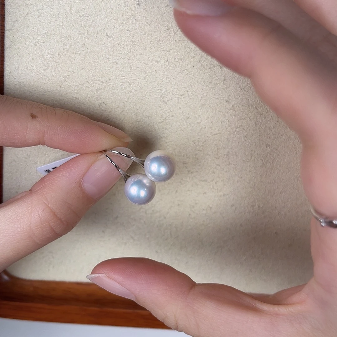 银S925镶嵌淡水珍珠耳饰