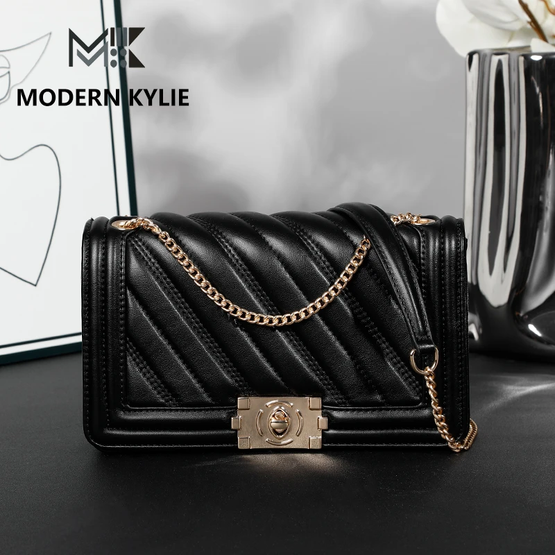 A小香风时尚百搭链条包单肩小方包菱格肩包G143