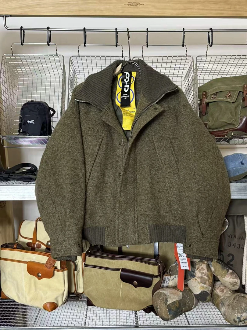绵羊毛毛呢外套保暖鹅绒服-24026