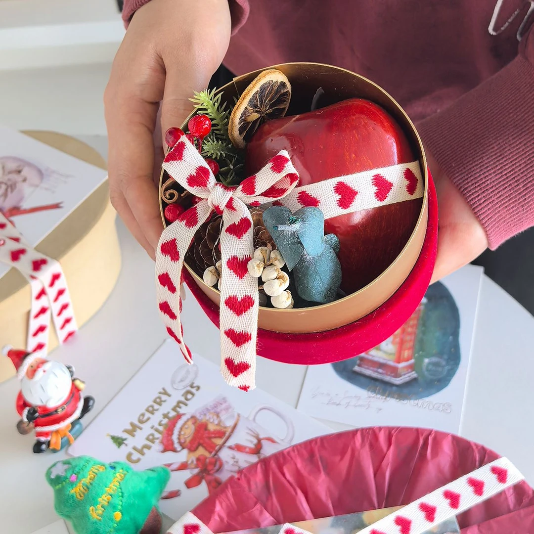 ins风棉质红白爱心丝带春节礼物包装DIY节庆装饰氛围感春节装饰