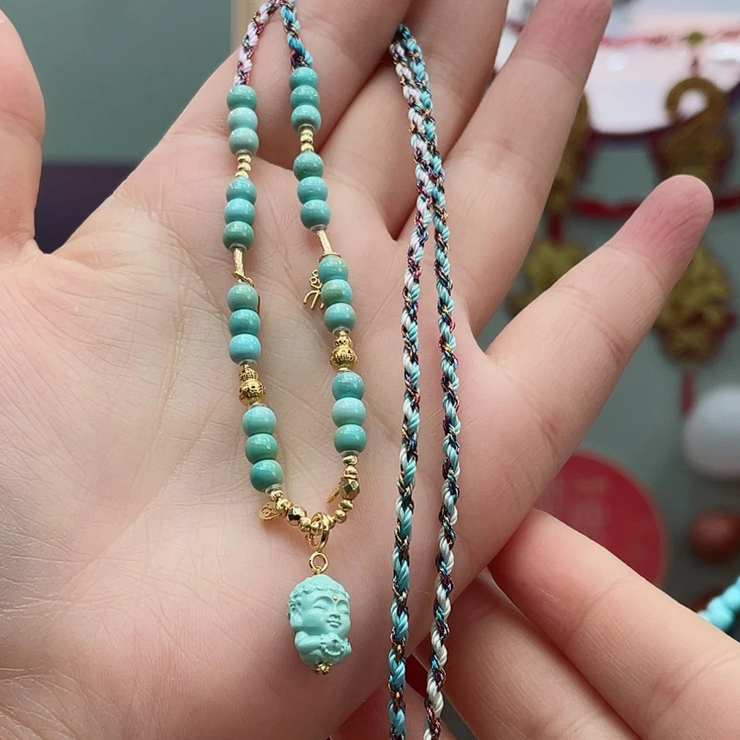 绿松石颈饰18K金镶嵌