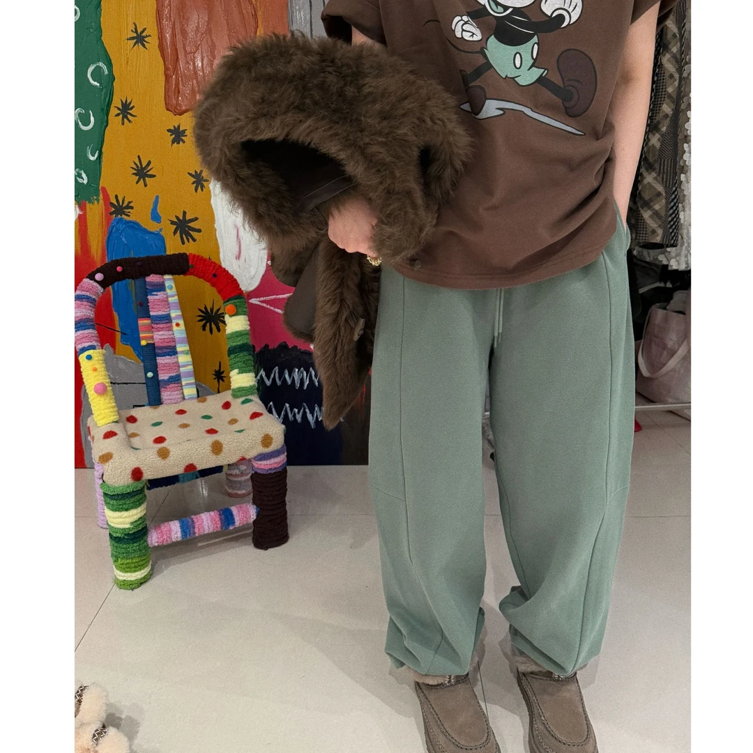 加绒松紧腰小弯刀卫裤 J24K565