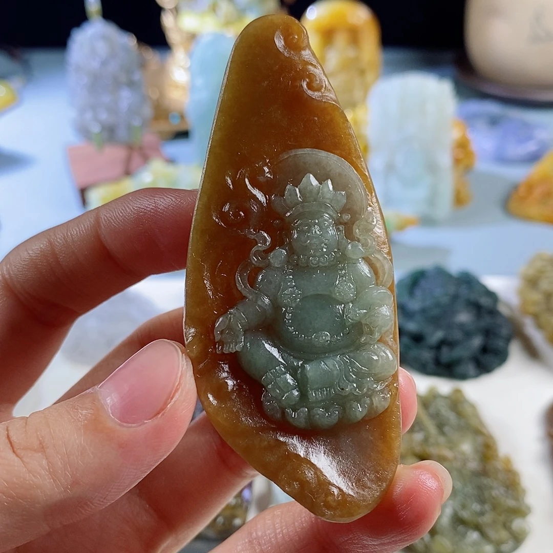 定制翡翠未镶嵌天然a货翡翠黄财神
