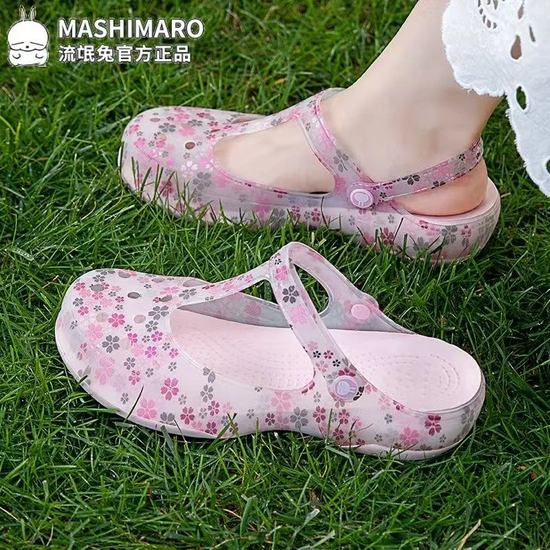 沙滩鞋2025新款女夏季外穿厚软底果冻中老年妈妈洞洞鞋凉拖鞋602