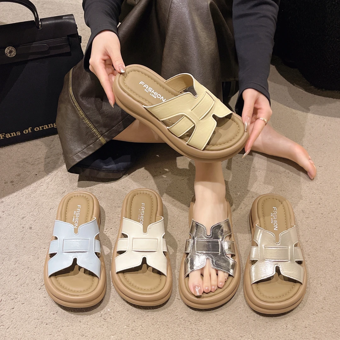 厚底夏季拖鞋女款2025新款爆款小众百搭外穿时尚休闲沙滩仙女凉鞋