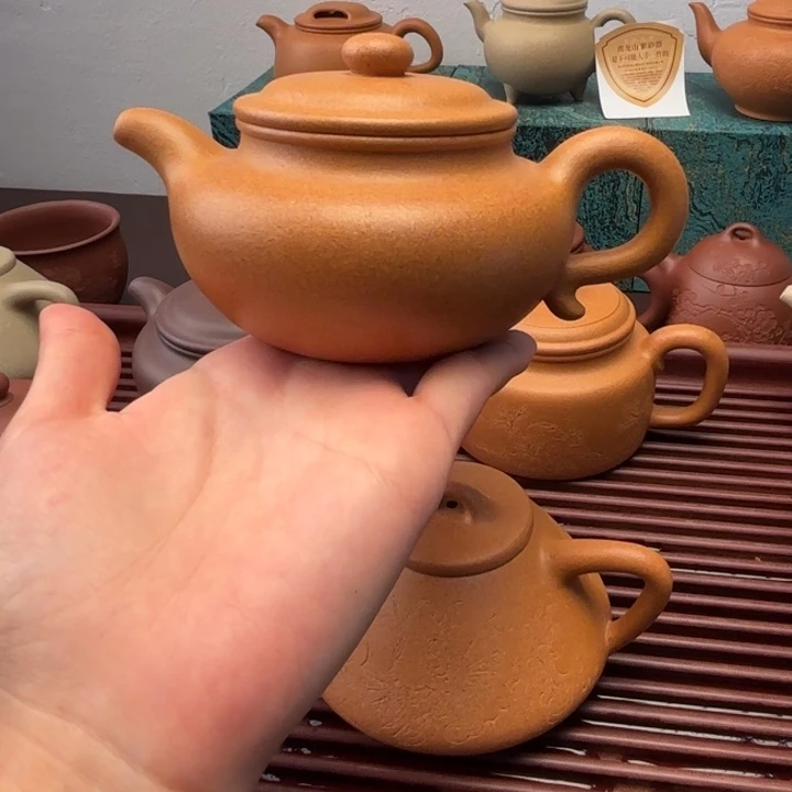 忆***昔茶盘紫砂冷金黄   微瑕  防古   240