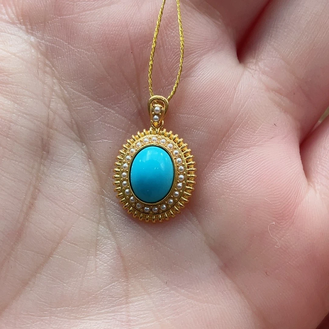 绿松石颈饰18K金镶嵌