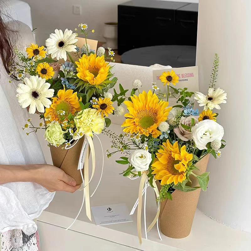教师节网红防水手捧花束抱抱桶插花花桶520节日七夕包装材料花桶