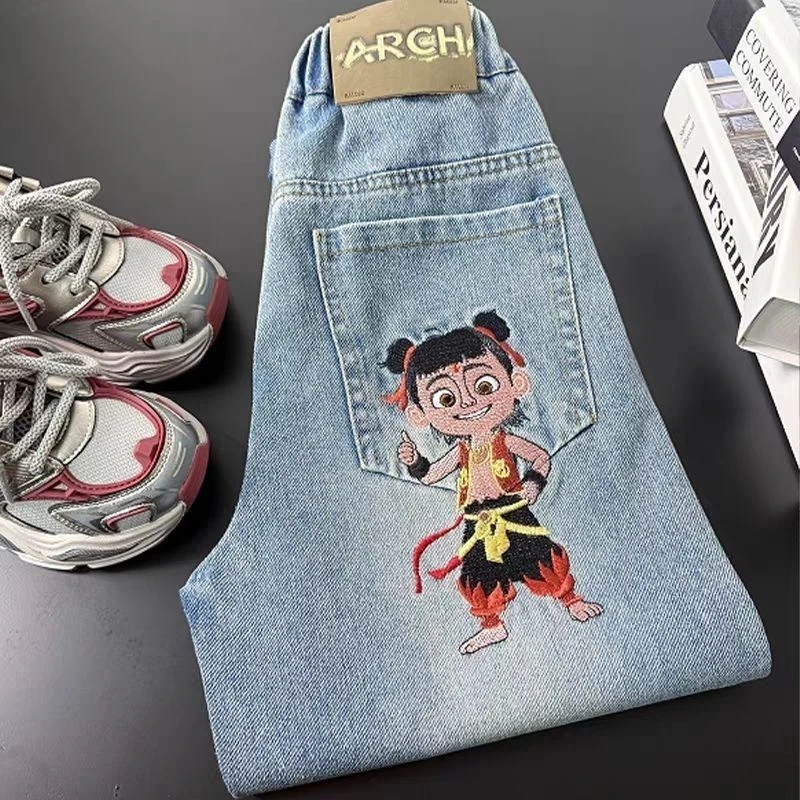 男童牛仔裤春秋2025新款儿童春季哪吒裤子男孩中小童春装休闲长裤