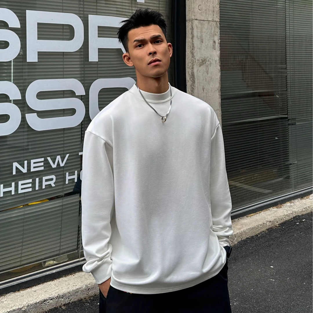 精梳绒一体绒男士简约百搭显瘦保暖打底衫116