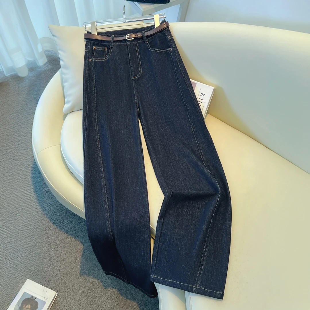 丹宁蓝牛仔裤阔腿裤女春秋2025新款今年流行的爆款垂感显瘦直筒裤