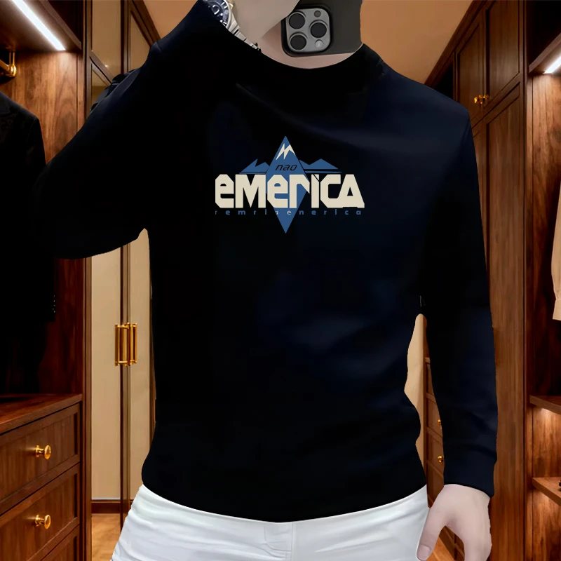 重磅圆领卫衣男士秋冬季2025潮流休闲宽松打底衫加绒加厚男款上衣