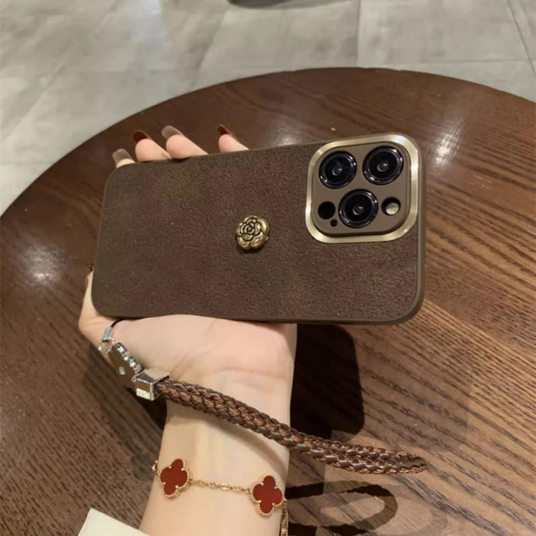 金圈山复古适用16pro手机壳带挂绳简约iphone16防摔13保