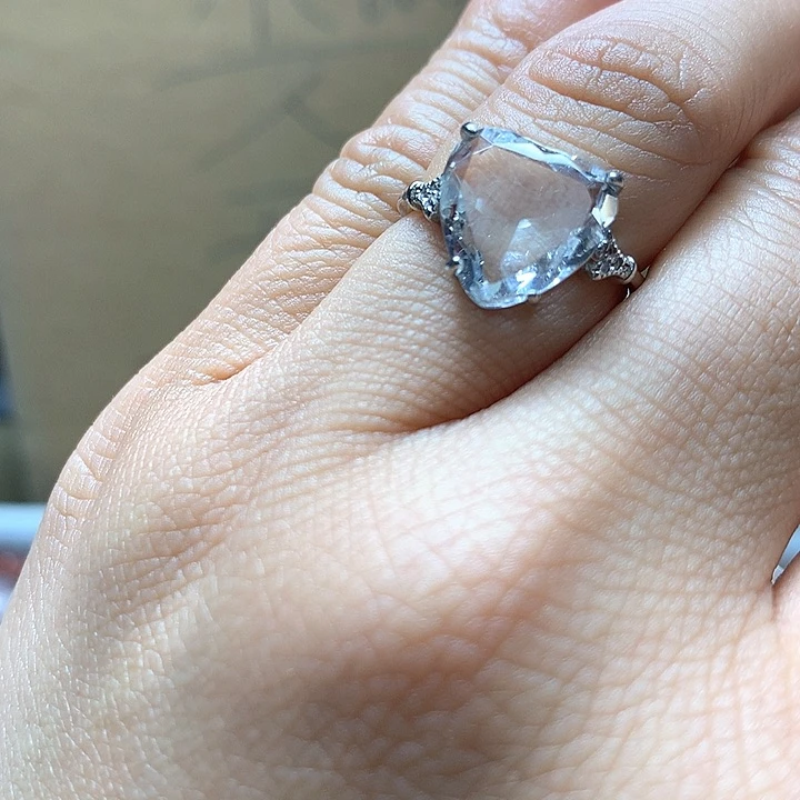 水晶水晶戒指银S925镶嵌