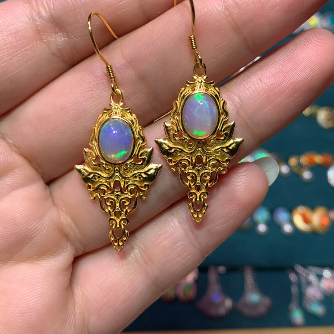 欧泊银S925镶嵌耳钉款式