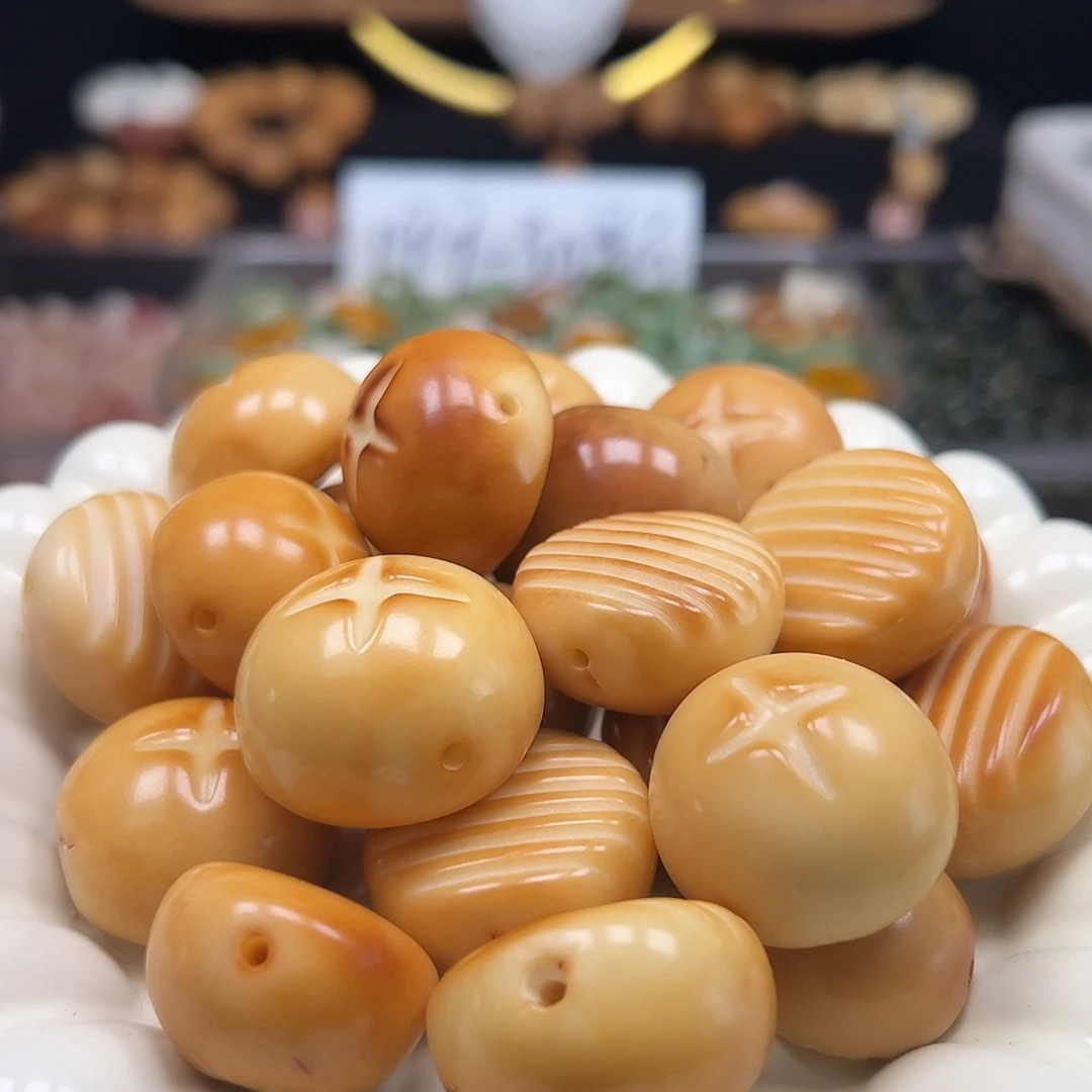 手串菩提根/象牙果瑕疵炭烧叉叉包10颗配大小有裂