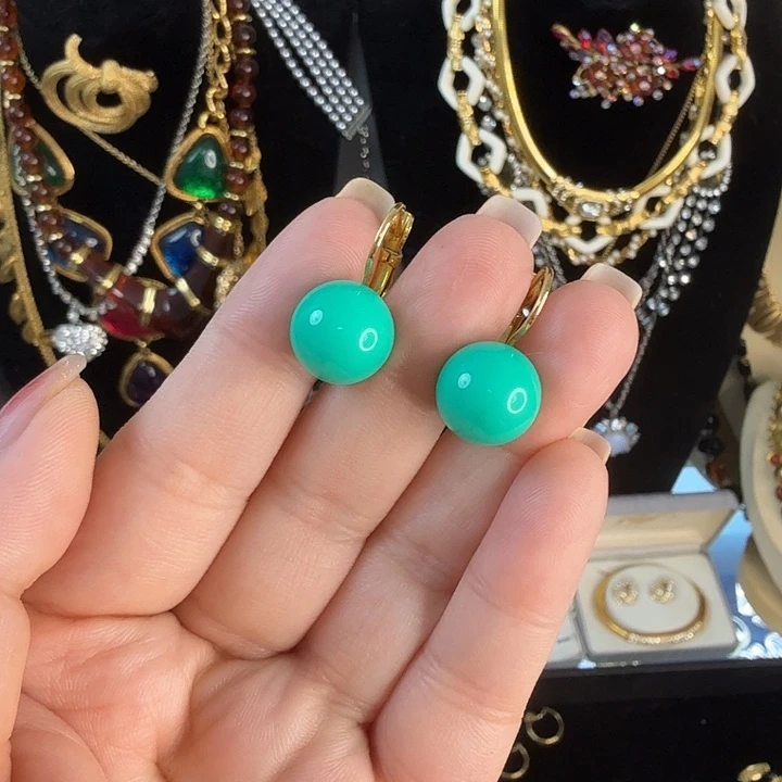 亚克力铜合金合金绿色耳勾