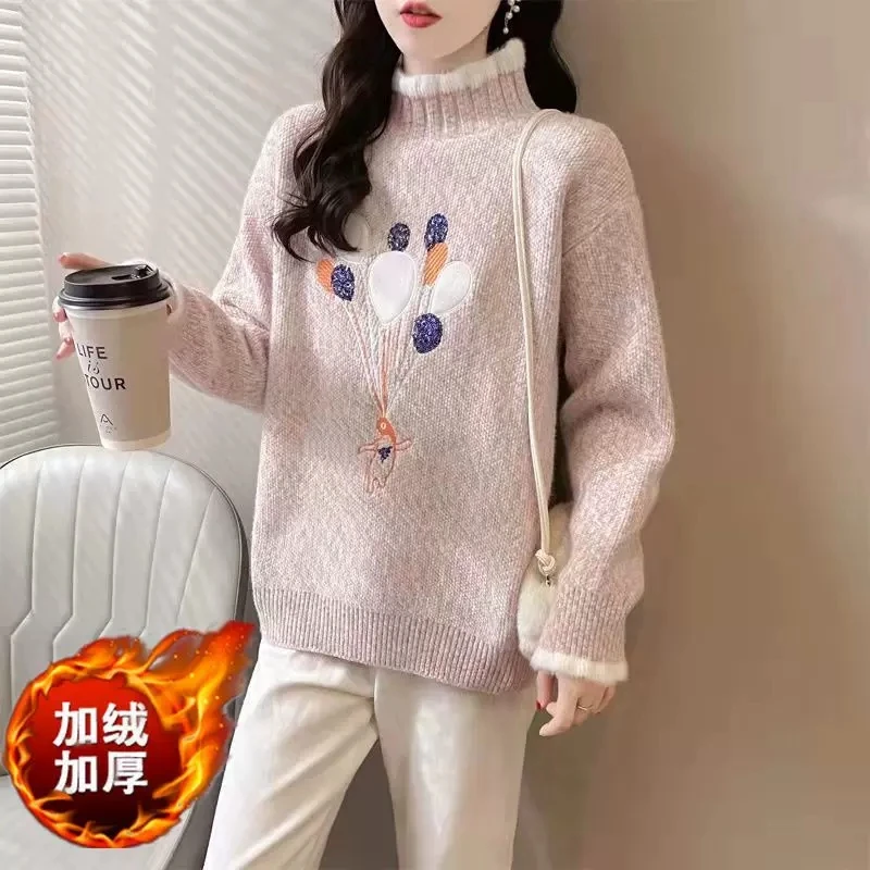 洋气针织上衣少女学院风2025秋冬新款初高中学生雪尼尔加绒毛衣