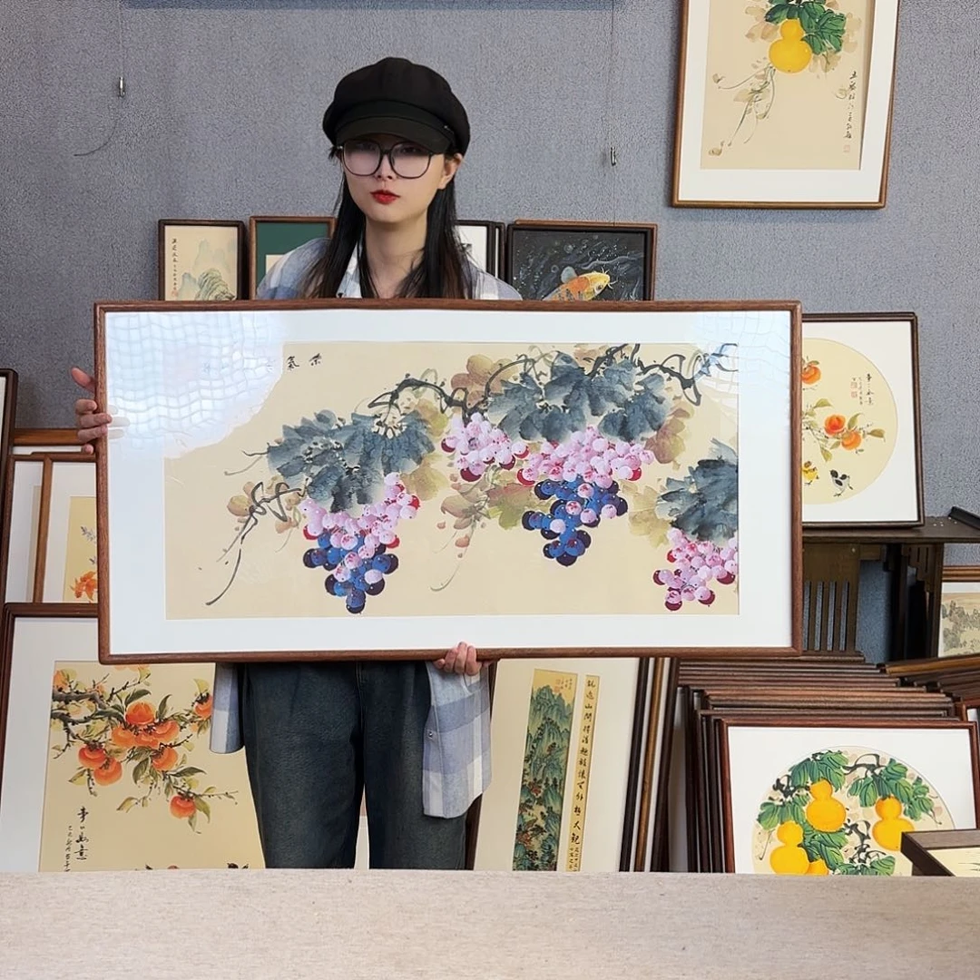 国画手绘带框尺寸：53*103