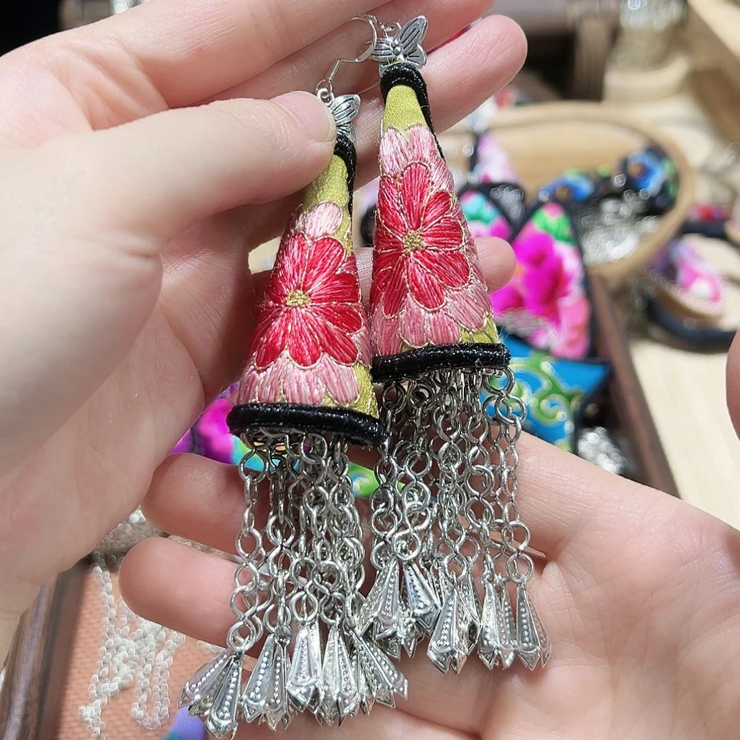 织绣纯手工大耳环（925耳勾）