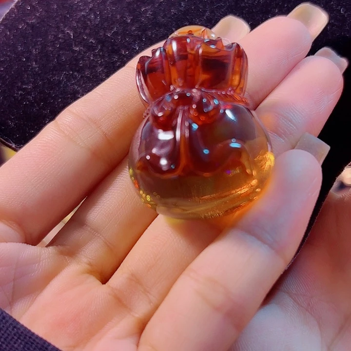 未镶嵌蓝珀珠宝奇石墨西哥红蓝福袋