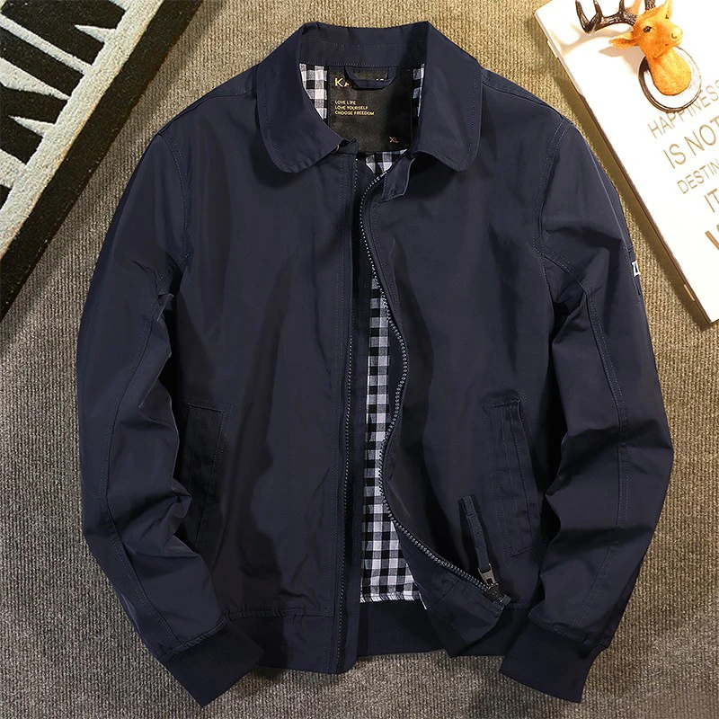 仓石一树潮牌翻领夹克外套男士秋冬季新款休闲纯色百搭长袖上衣潮