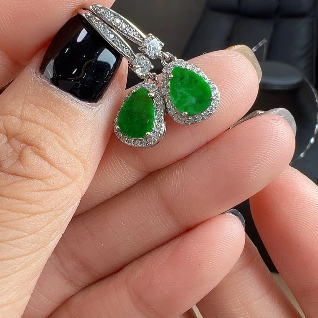 翡翠银S925镶嵌耳饰耳饰