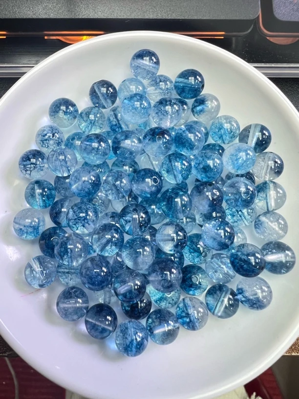天然水晶散珠 蓝幽灵半盘水晶Y1996  卡8mm   30颗（赠弹力线）