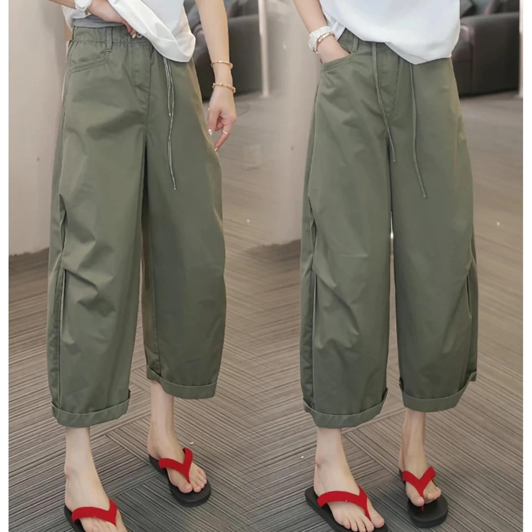 2025夏季新款洋气百搭山本裤超薄透气休闲八分工装山本裤