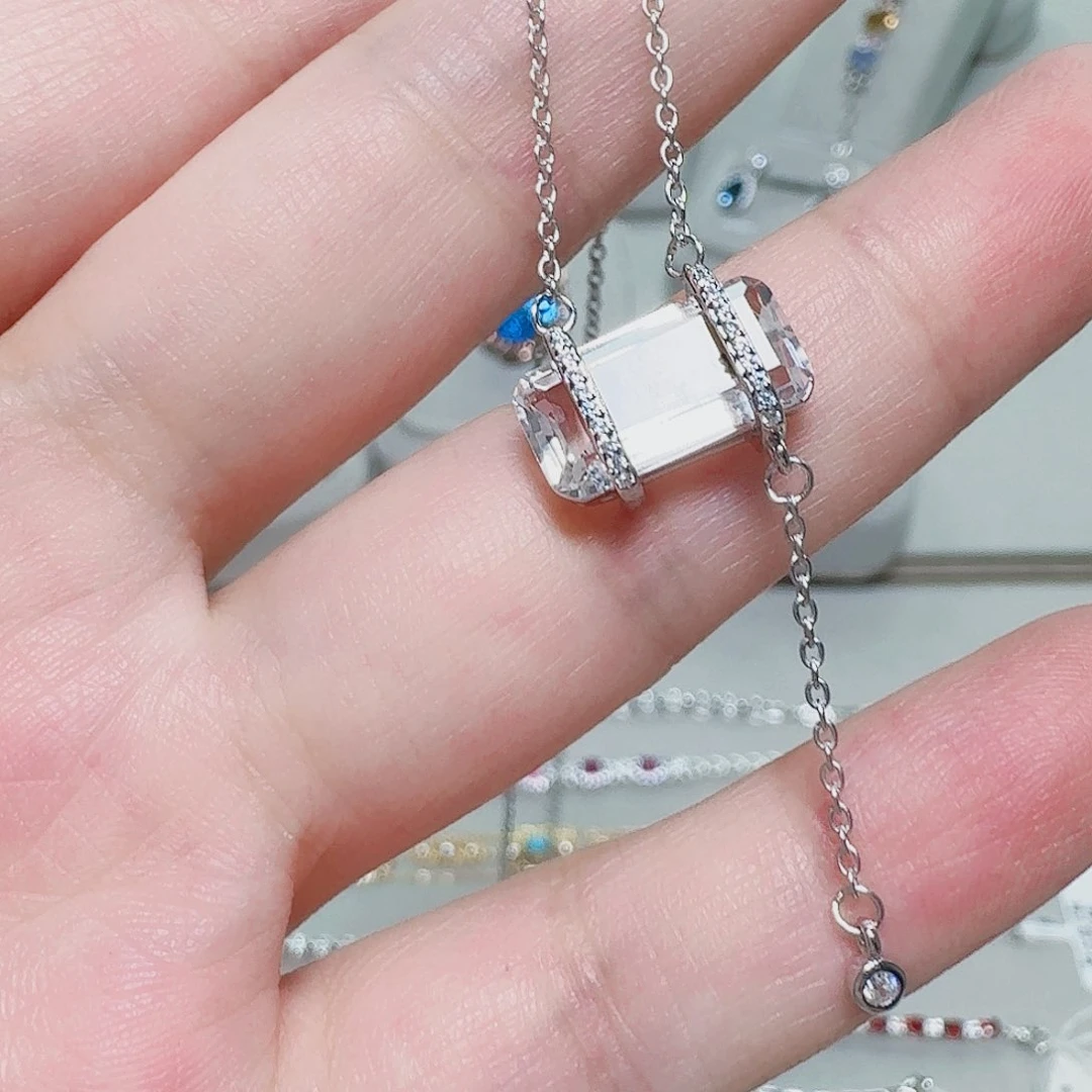 银S925镶嵌项链水晶吊坠