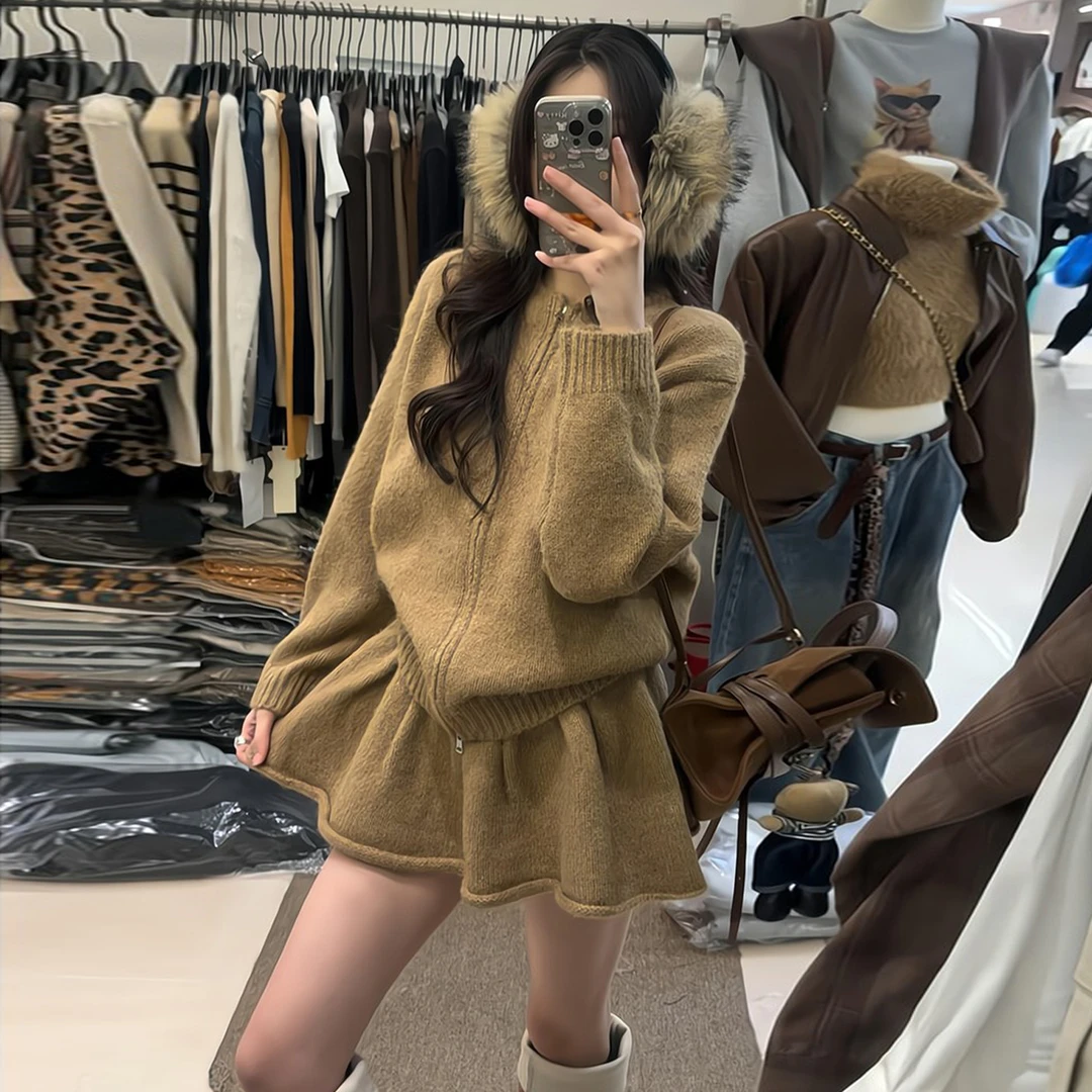 【现货+运补】小个子针织连衣裙秋季2025新款短裙穿搭一整套9454