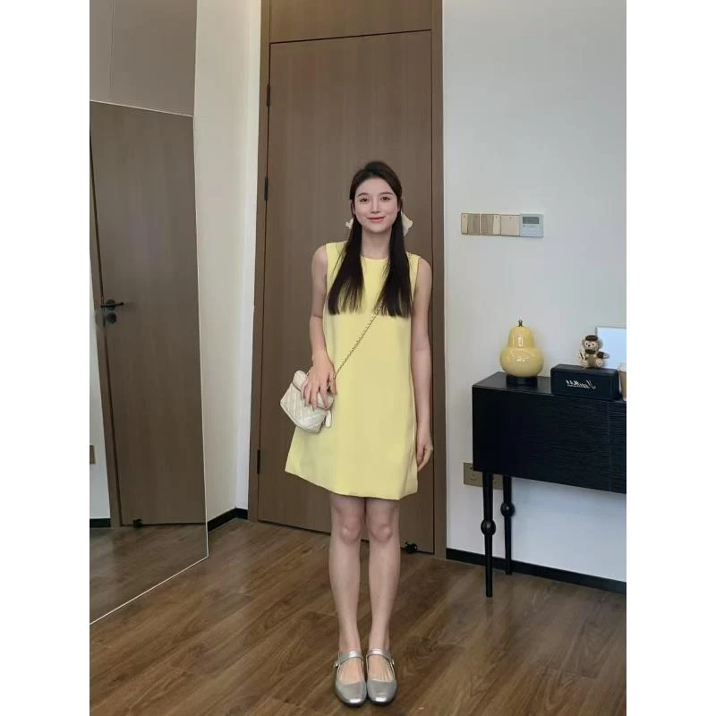 【折扣】小羽酱小个子定制夏季气质显白无袖高级感简约连衣裙4047